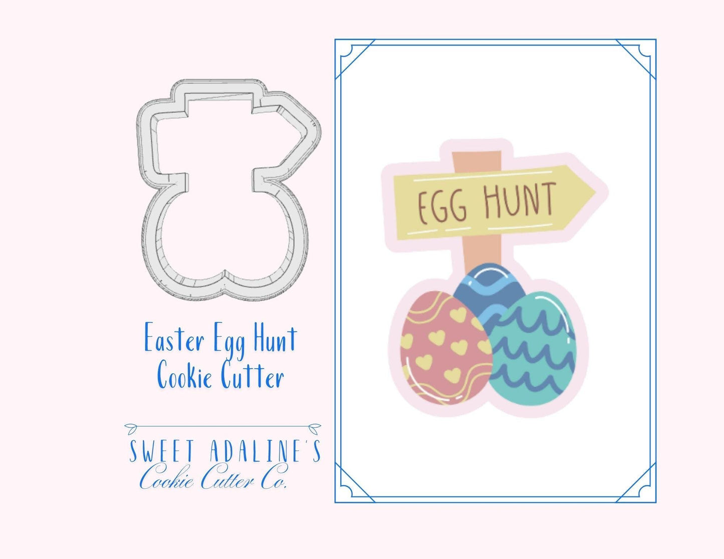 Egg Hunt Sign Cookie Cutter β Festive Spring Design for Easter Gifts β Perfect for Easter Treats & Celebrations β 3 Sizes β Thick, Sturdy