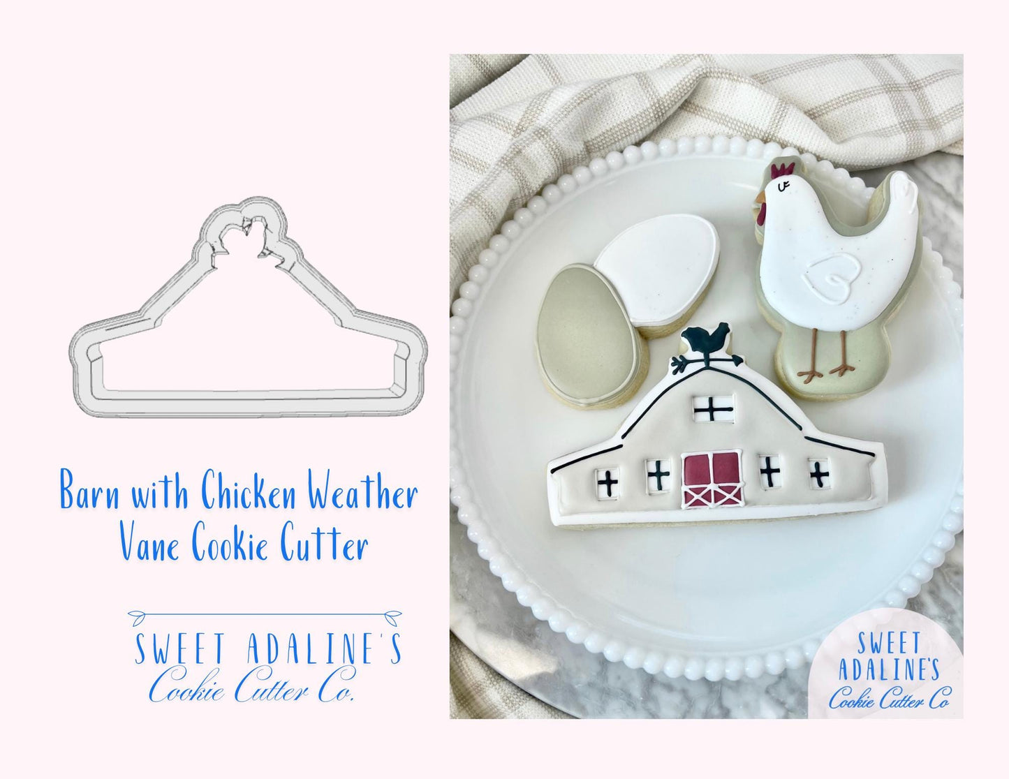 Barn with Chicken Weather Vane Cookie Cutter - Perfect for Farm-Themed, Easter, and Spring Baking β Rustic Farm
