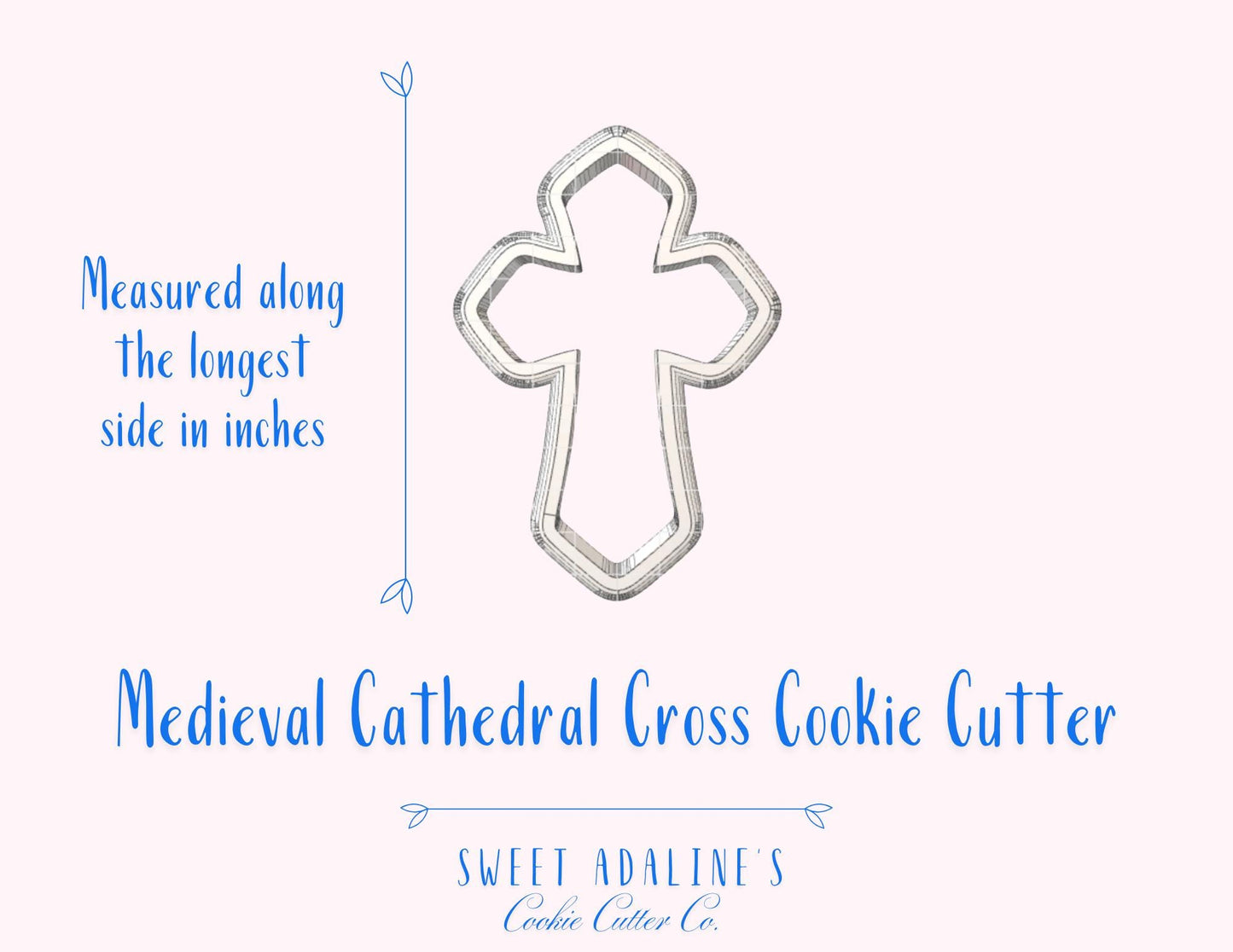 Modern Cross Cookie Cutter – Gothic Cross Cookie Cutter – Baptism Communion Confirmation Cookie – Religious Christian Cookie - Cathedral