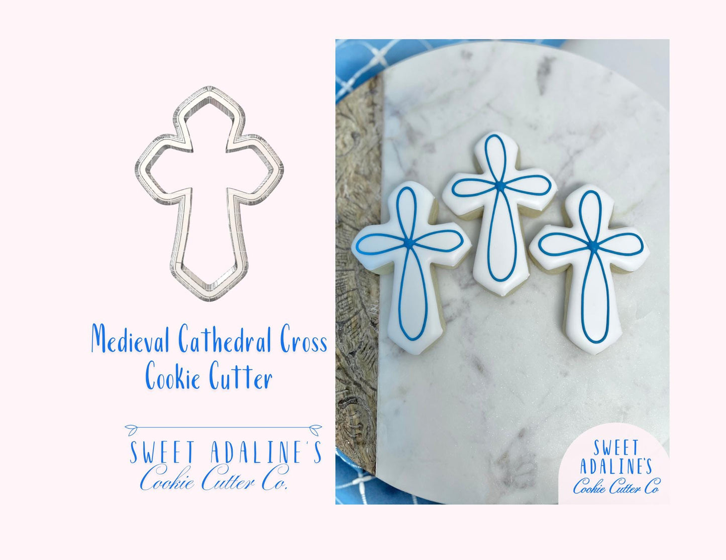 Modern Cross Cookie Cutter – Gothic Cross Cookie Cutter – Baptism Communion Confirmation Cookie – Religious Christian Cookie - Cathedral