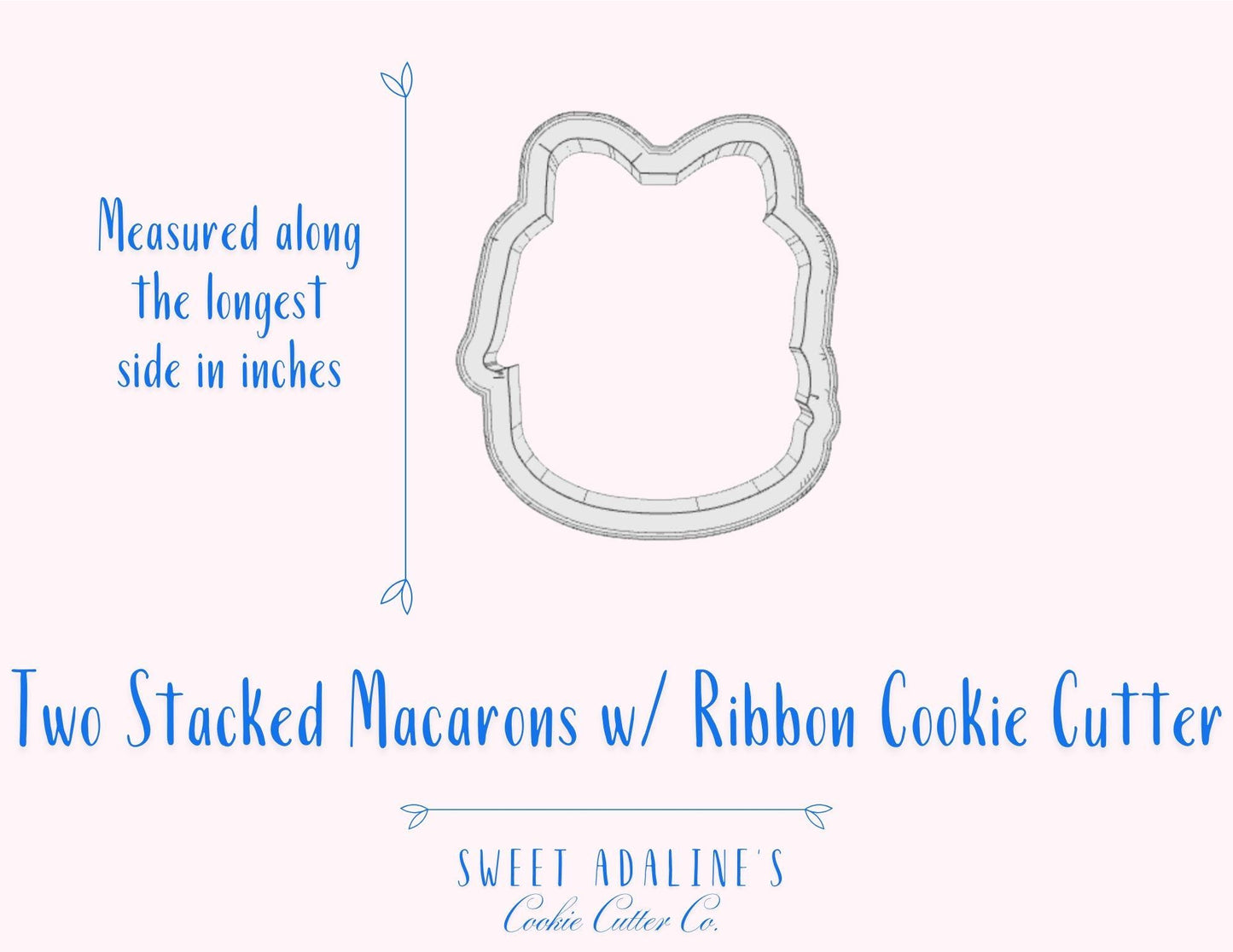 2 Stacked Macarons with Ribbon Cookie Cutter –French Bakery Design –Perfect Gift for Baby Showers, Weddings & Paris-themed Tea Parties