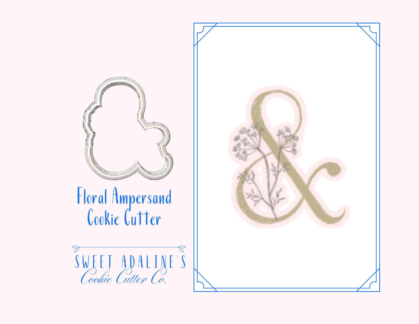 Floral Ampersand Cookie Cutter β Wedding Monogram Cookie Cutter β Engagement Party Favor β Bridal Shower Baking β Elegant β&β Plaque Cookie