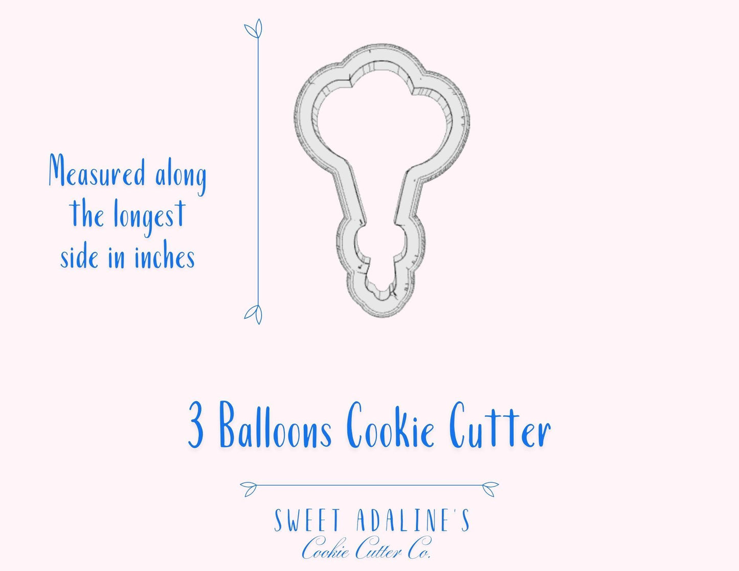 Balloons Cookie Cutter β Balloon Design for Birthdays & Parties β 3 Sizes β Balloon Bouquet tied with Ribbon