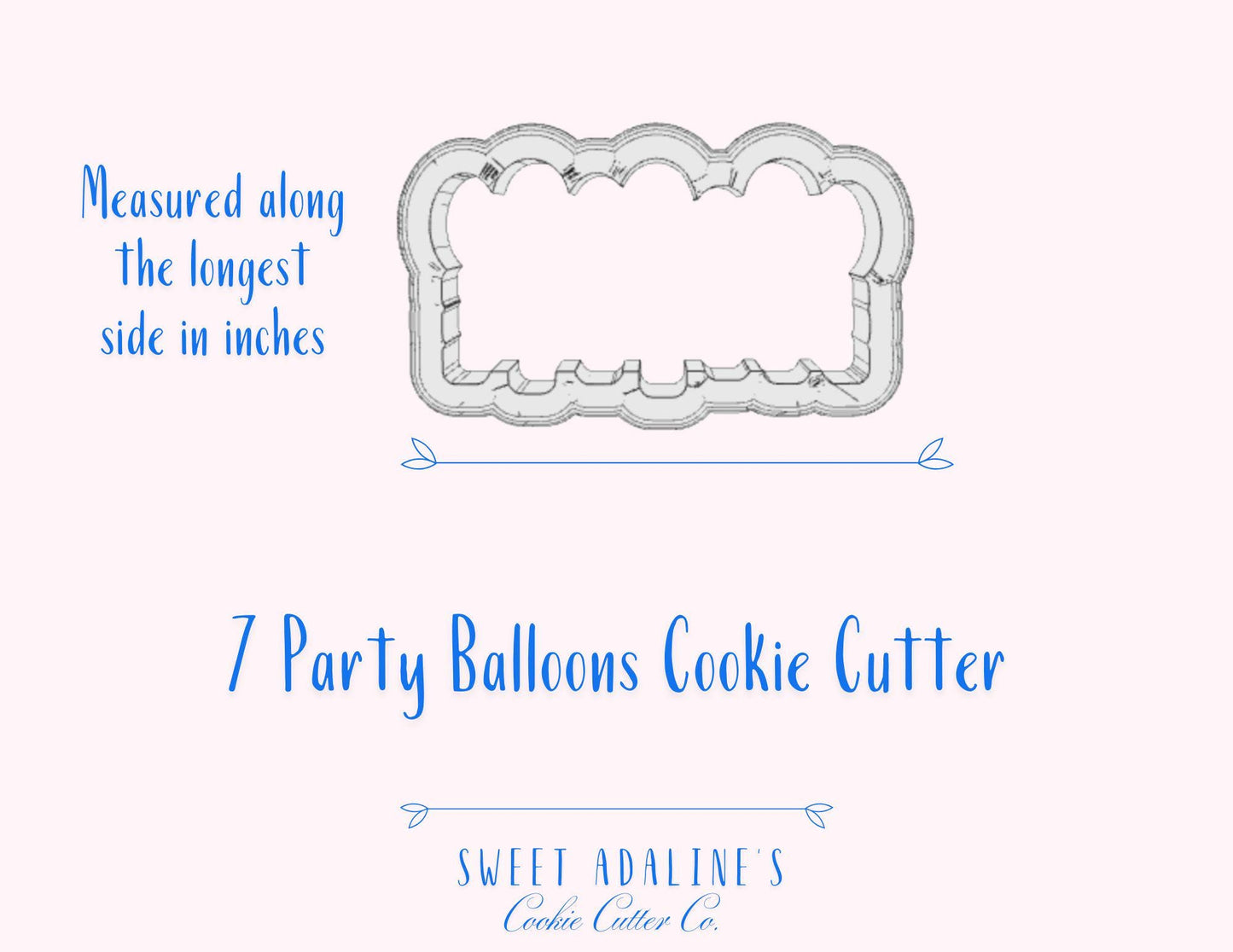 Party Balloons Cookie Cutter β 7 Balloons Horizontal Cookie Perfect for Birthdays and Special Events β Multiple Sizes Available