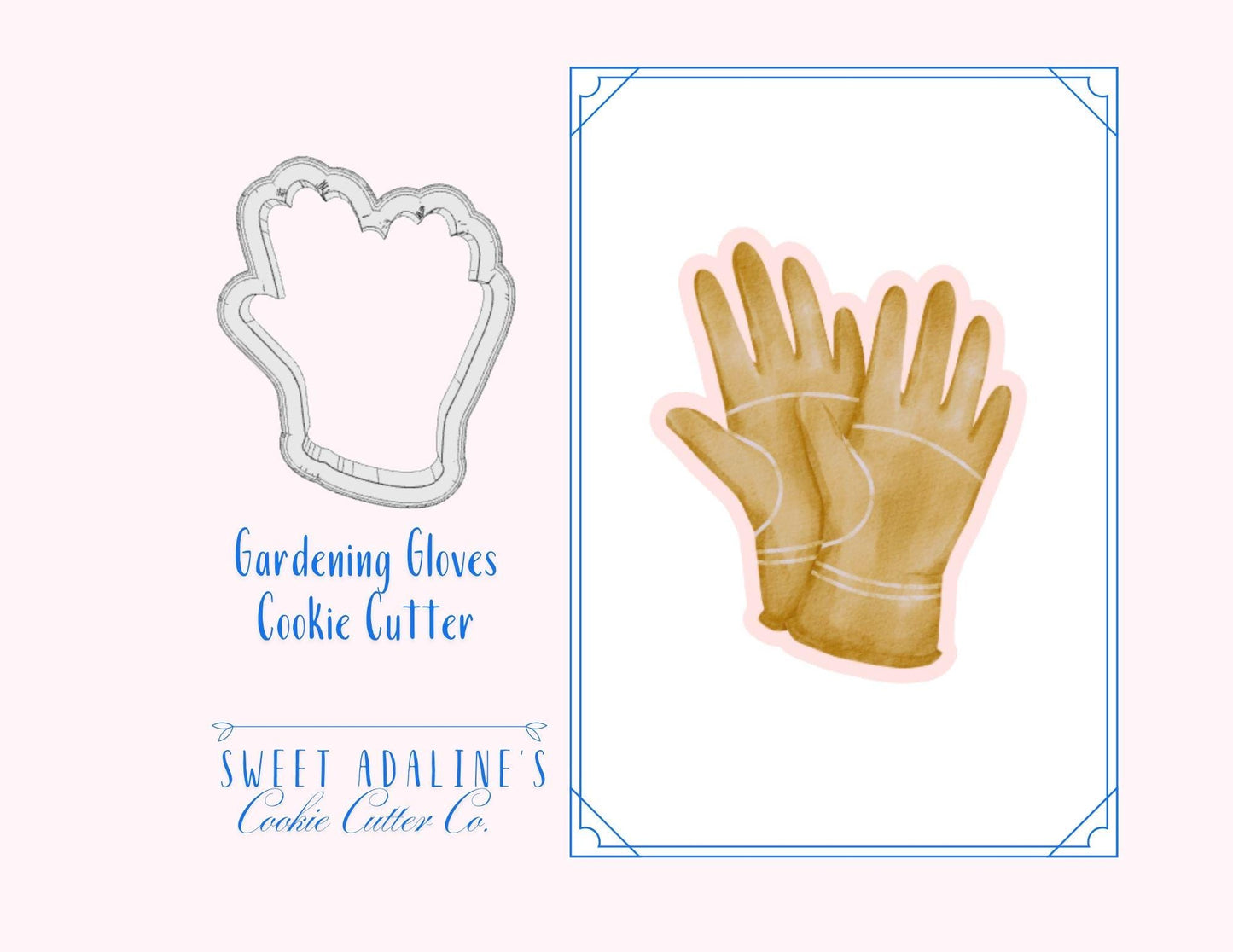 Gardening Gloves Cookie Cutter – Garden Design – Perfect for Spring, Mother’s Day & Garden Parties -Gift for Gardener