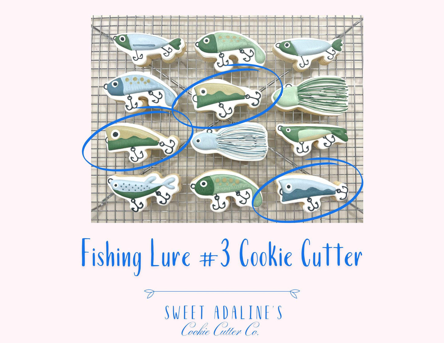 Fishing Lure #3 Cookie Cutter β Perfect for Father's Day, Fishing Trips & Lake Days β Custom Color - 3D Printed - Sturdy for Thick Dough