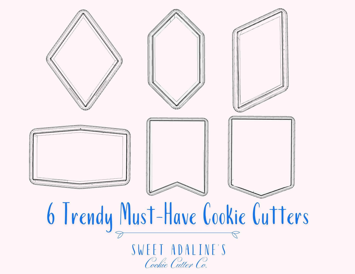 Trendy Set of 6 Cookie Cutters, 3D Printed, Set of Must-have Modern Shapes, FAST Shipping, Cookie Cutter Bundle, Boho Designs
