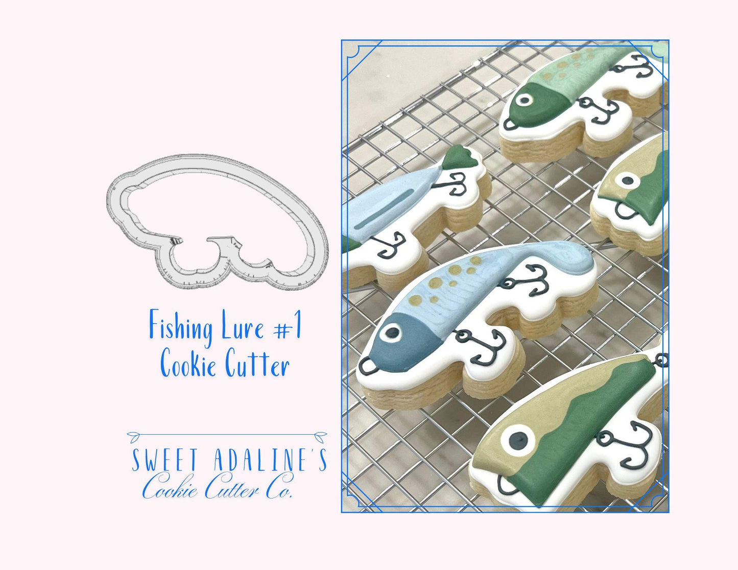 Fishing Lure #1 Cookie Cutter β Perfect for Father's Day, Fishing Trips & Lake Days β Custom Color - 3D Printed - Sturdy for Thick Dough