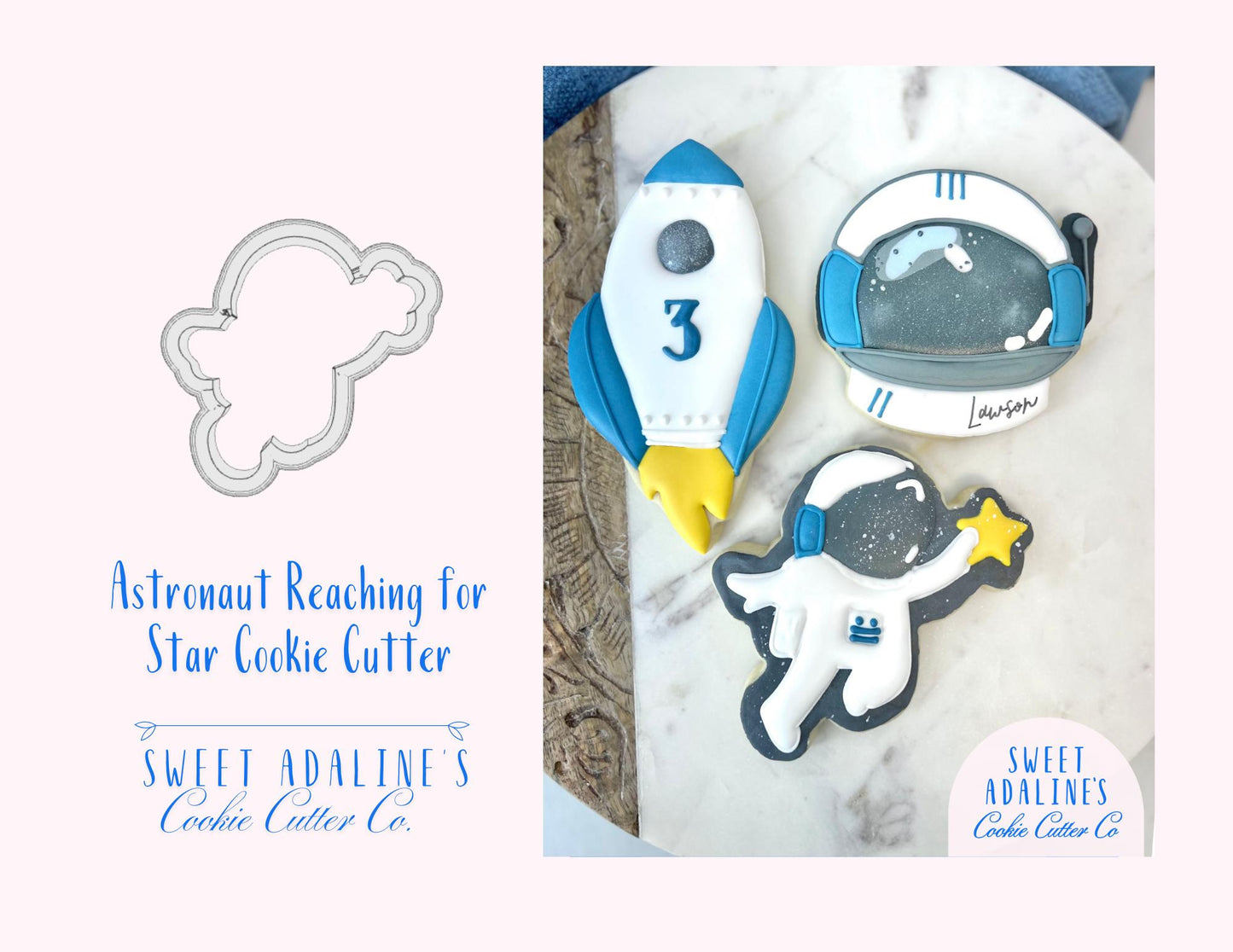 Astronaut Reaching for Star Cookie Cutter β Space Theme Birthday Party Favor β Outer Space Galaxy Baking Tool β Astronaut Decorated Cookie