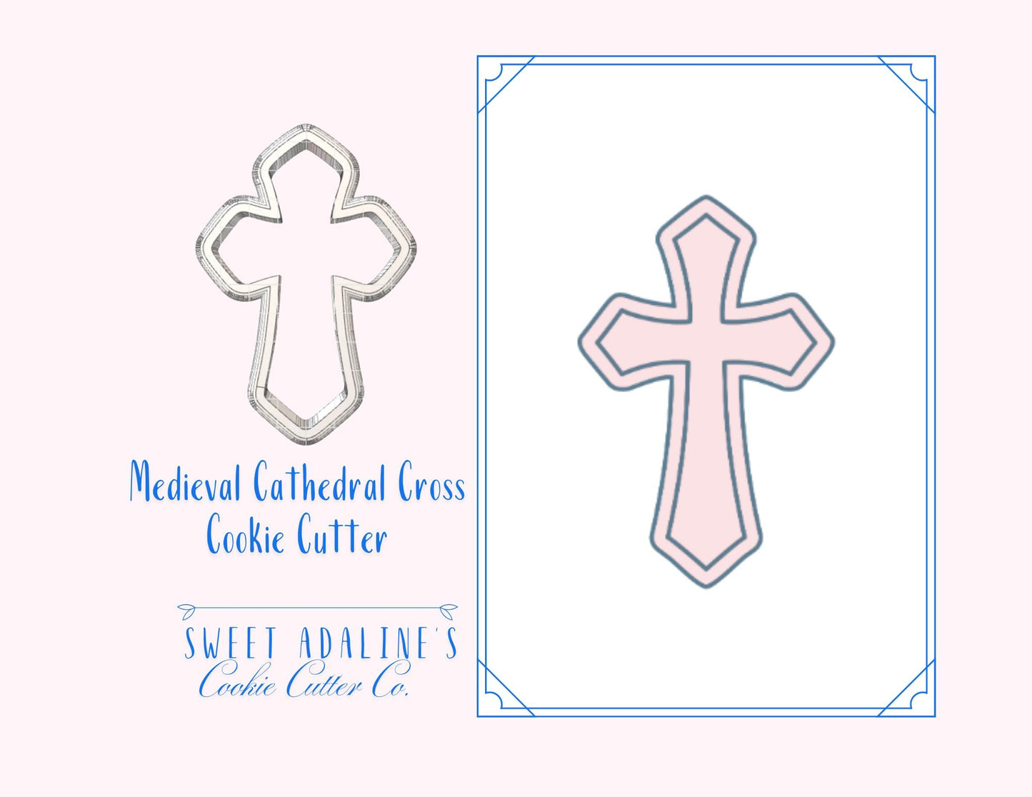 Modern Cross Cookie Cutter – Gothic Cross Cookie Cutter – Baptism Communion Confirmation Cookie – Religious Christian Cookie - Cathedral