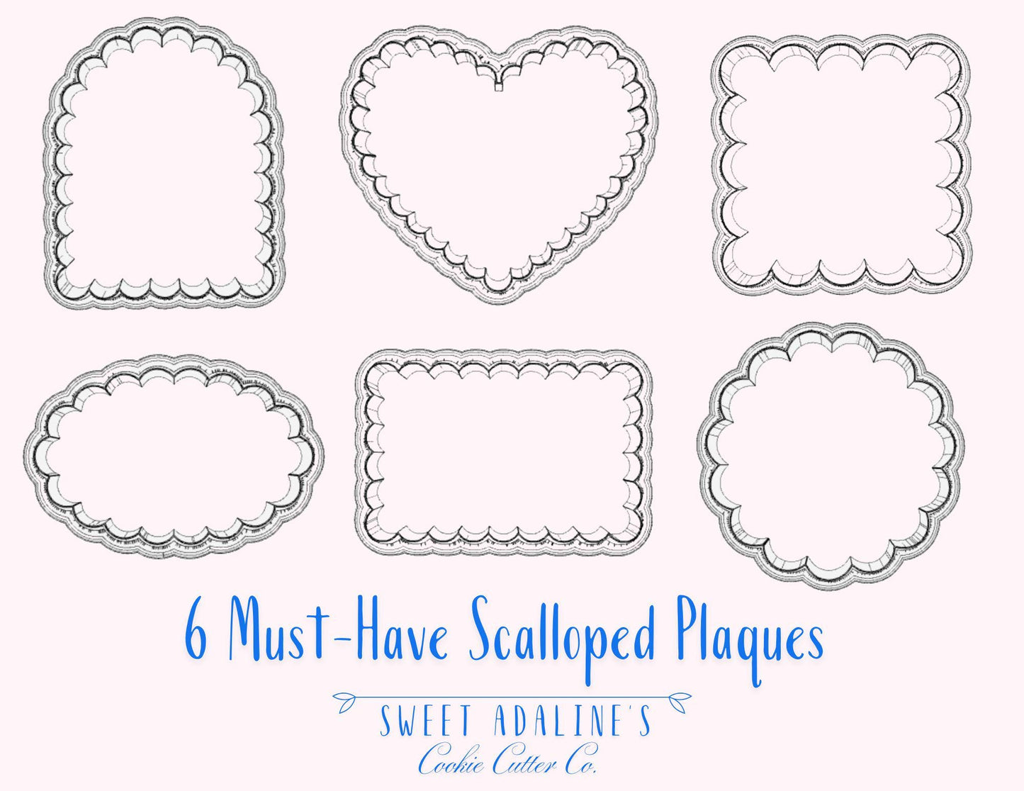 3D Printed Scalloped Cookie Cutters: Plaque & Label Shapes