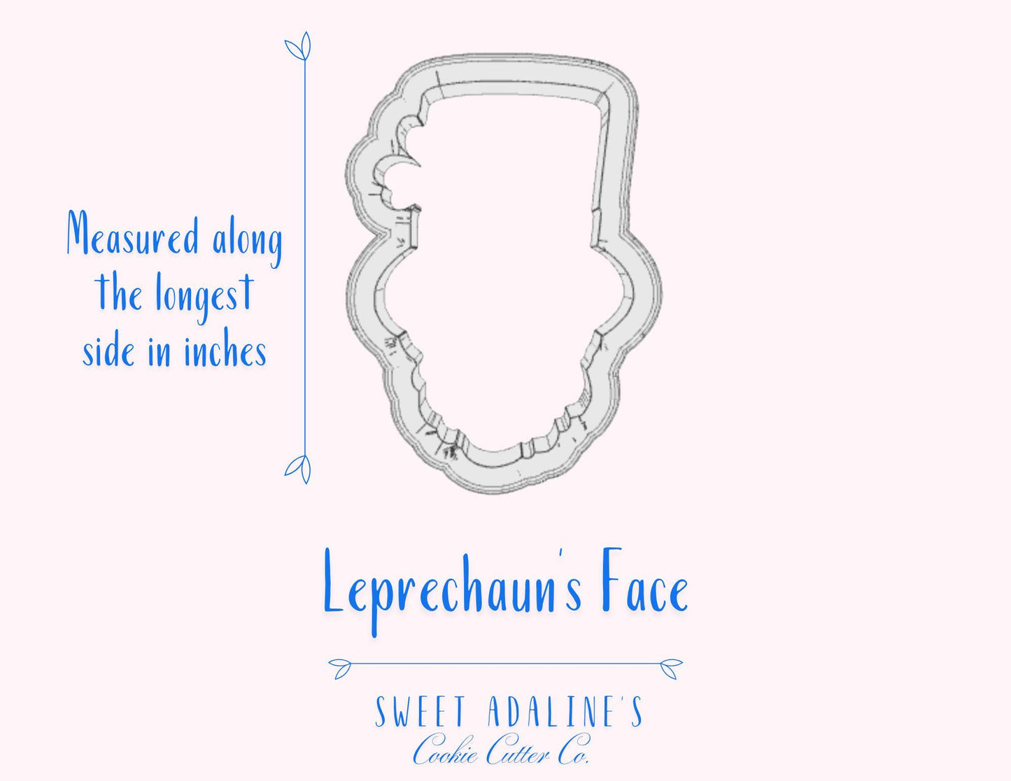Leprechaun Cookie Cutter, Irish-Themed Cookies, Custom 3D Printed, St. Patrick's Day Party Baking Supplies, Lucky Leprechaun's Face Cookie