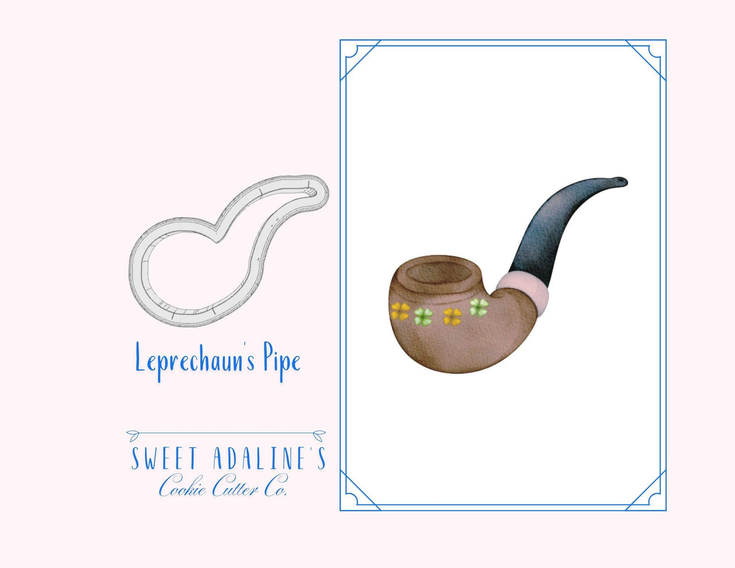 Pipe Cookie Cutter, Irish-Themed Cookies, Custom 3D Printed, St. Patrick's Day Baking Supplies, Leprechaun's Pipe Cookie, FAST Shipping