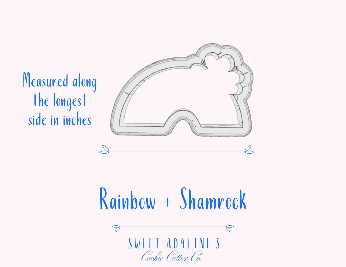 St. Patrick's Day Rainbow with Shamrock Cookie Cutter, Irish-Themed Cookies, Custom 3D Printed, St. Patrick's Day Party Baking Supplies