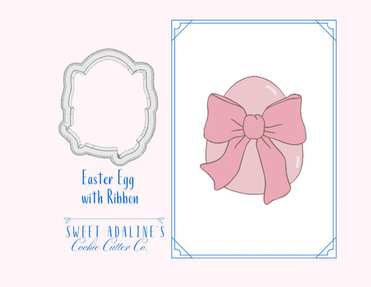 Easter Egg Cookie Cutter with Bow: 3D Printed, Food-Safe Plastic