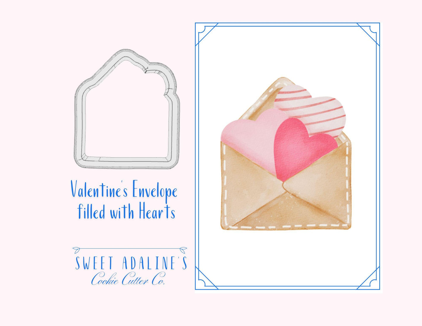 Envelope with Hearts Cookie Cutter, Valentine's Day Baking Tool, 3 Size Options, Food-Safe Plastic, Cute Cookie Decorating Supplies