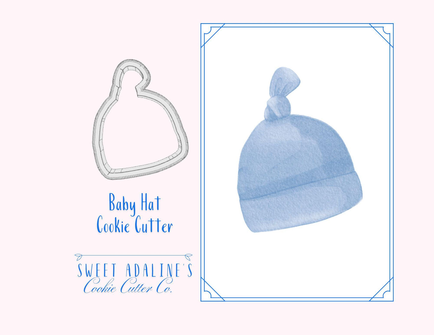 Baby Hat Cookie Cutter β Adorable Knotted Hat Design for Baby Showers and Gender Reveals β 3 Sizes - 3D Printed