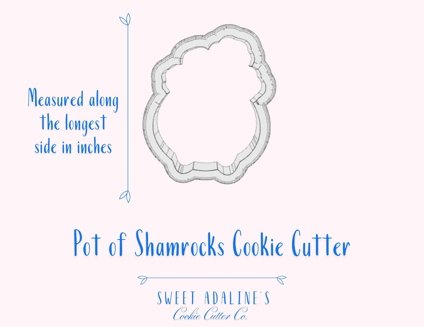 Pot of Shamrocks Cookie Cutter –Festive Clovers St. Patrick's Day Design –Perfect for Irish themed Parties –3 Sizes -St. Patty's Day Cookie
