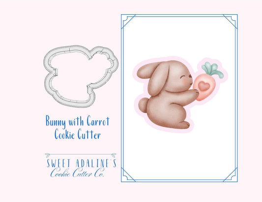 Adorable Bunny with Carrot Cookie Cutter –Sweet Easter Design for Spring Treats –Choose Your Size -Food safe, easy to clean