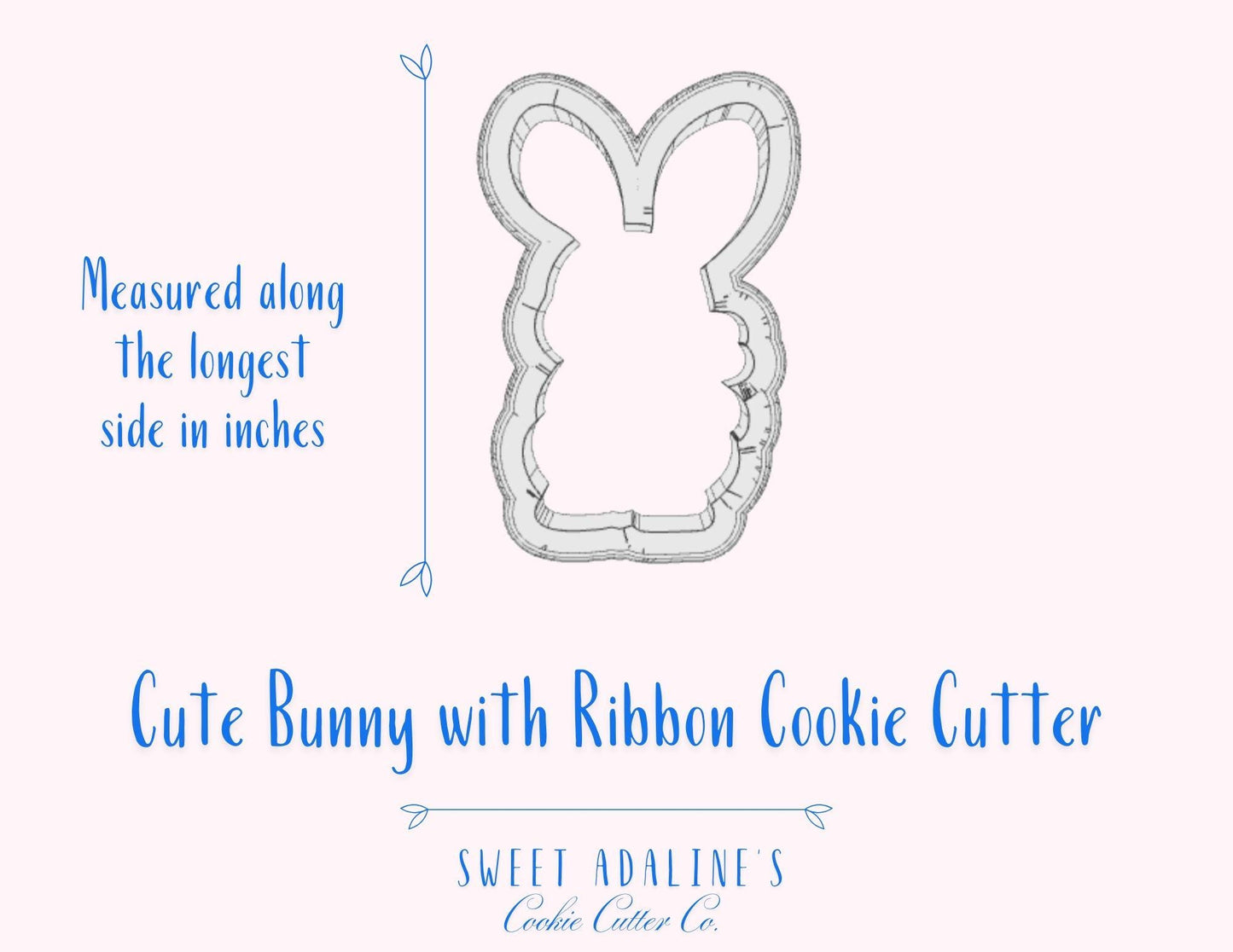 Sweet Bunny with Ribbon Cookie Cutter –Adorable Spring Cookie Design for Festive Treats –3 Sizes -Easter Basket Gifts - Religious holidays