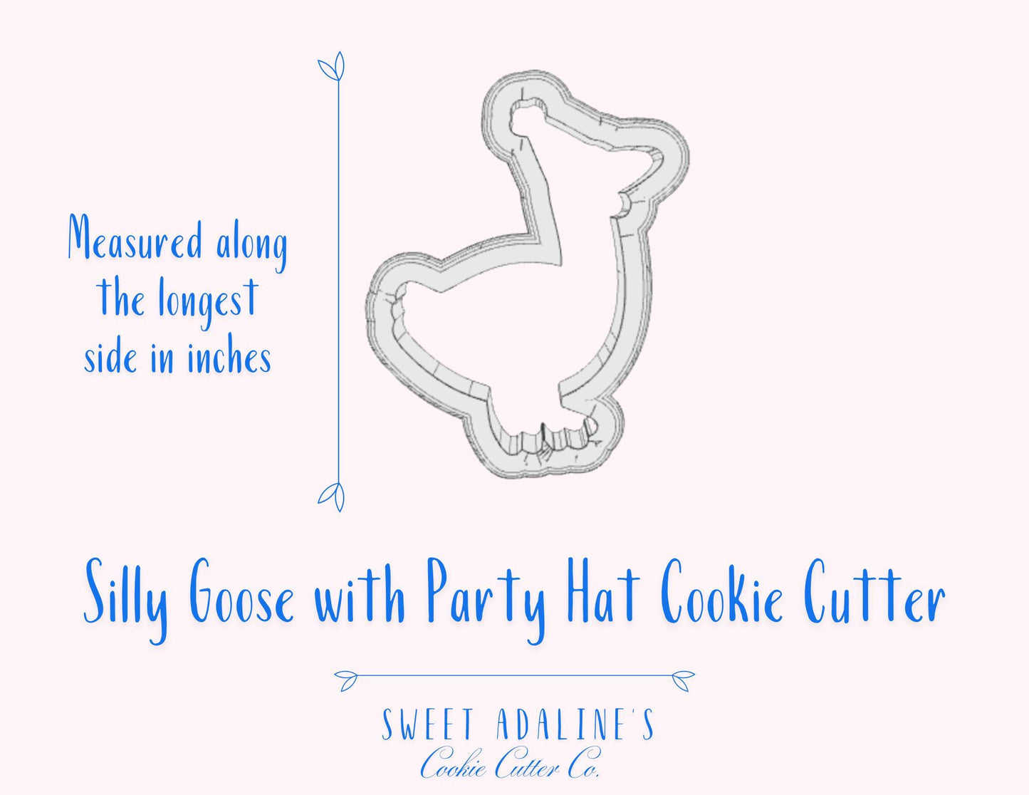 Silly Goose with Party Hat Cookie Cutter –Animals Wearing Party Hats -Perfect for Silly Goose Theme Celebrations –3 Sizes