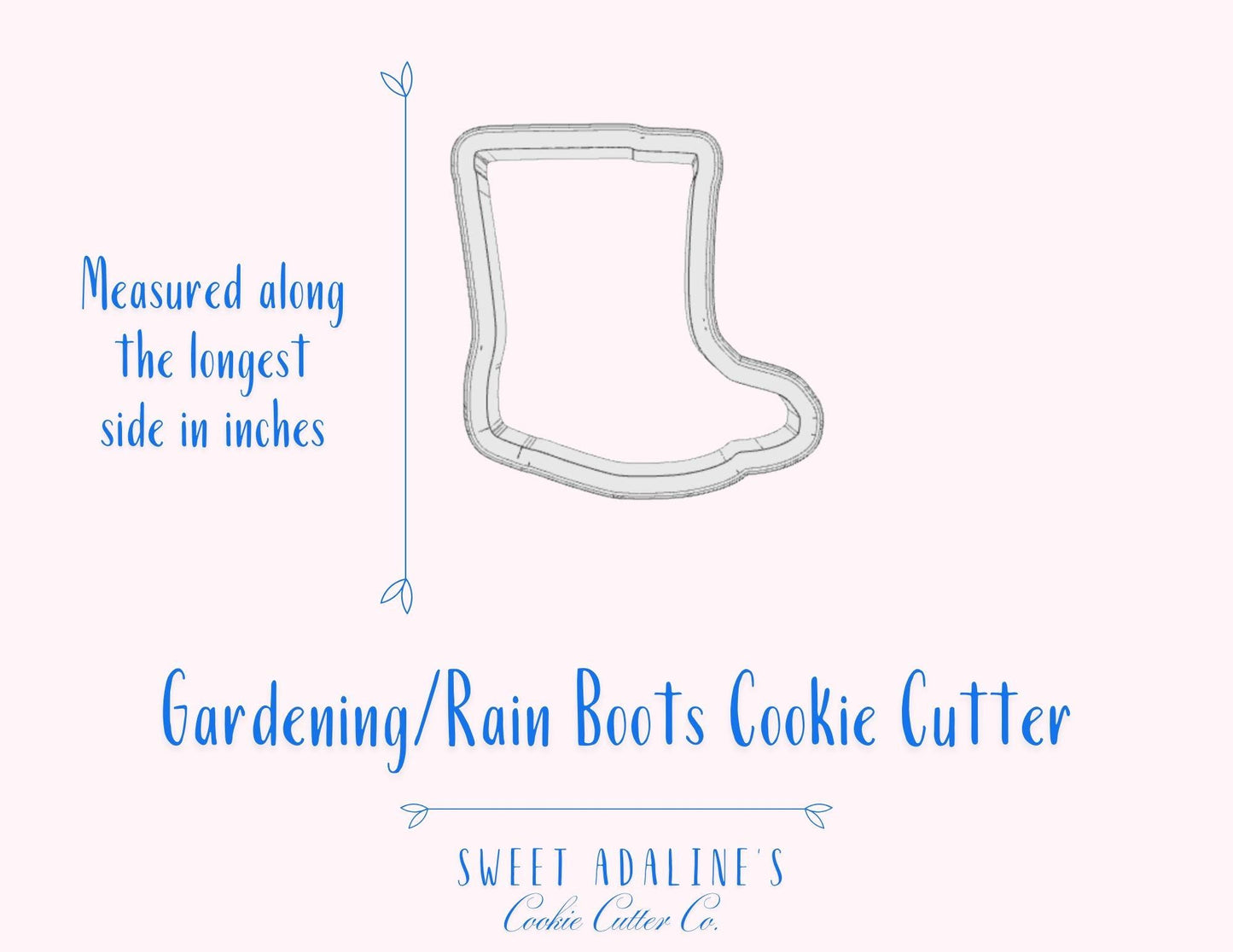 Rain Boots Cookie Cutter - Spring Gardening Boots Design for Garden-Themed Parties – Customizable Size Options –Gift for Gardeners