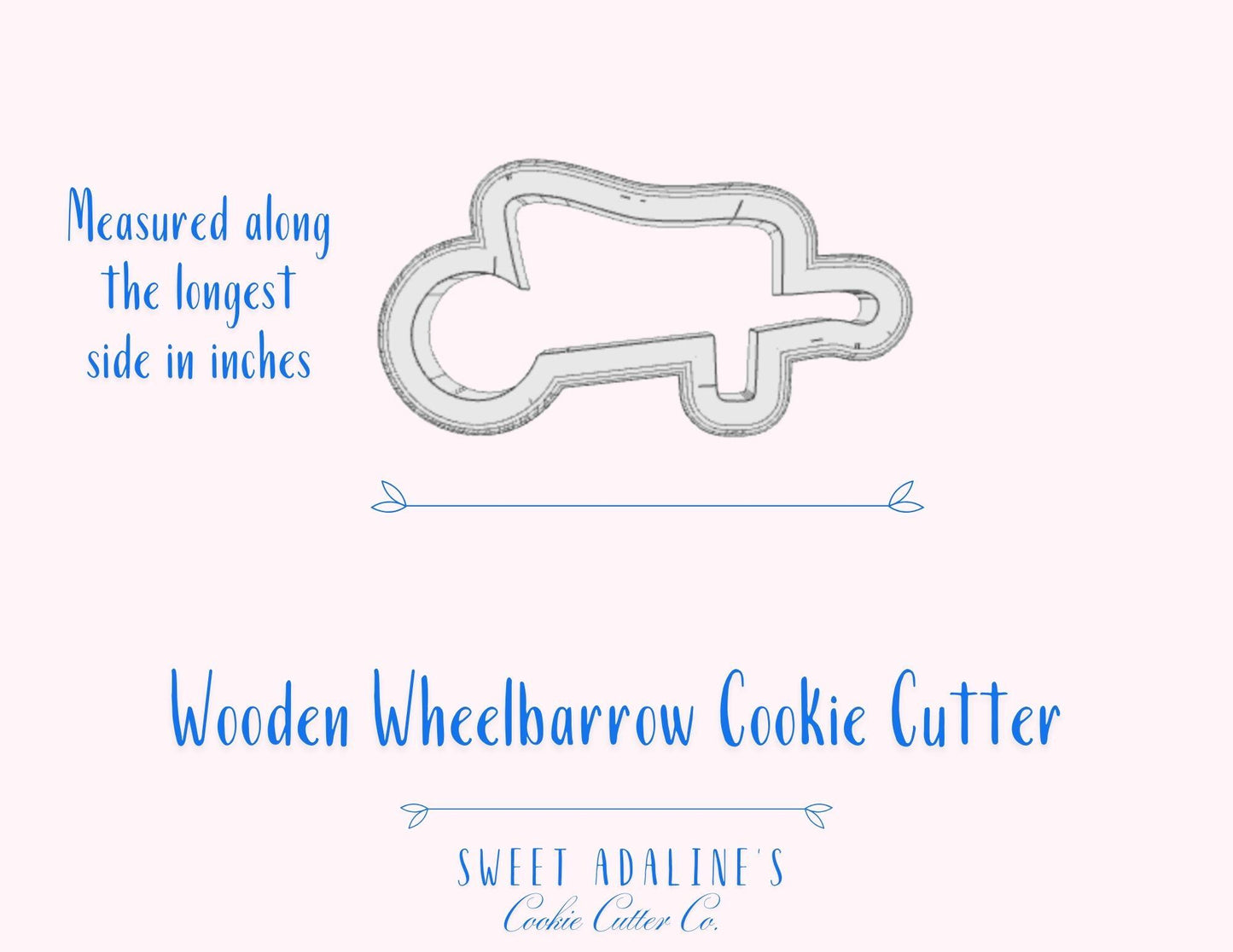 Wooden Wheelbarrow Cookie Cutter – Gardening Design – Perfect for Spring, Garden Parties,  Mother’s Day, & Father's Day – 3 Sizes