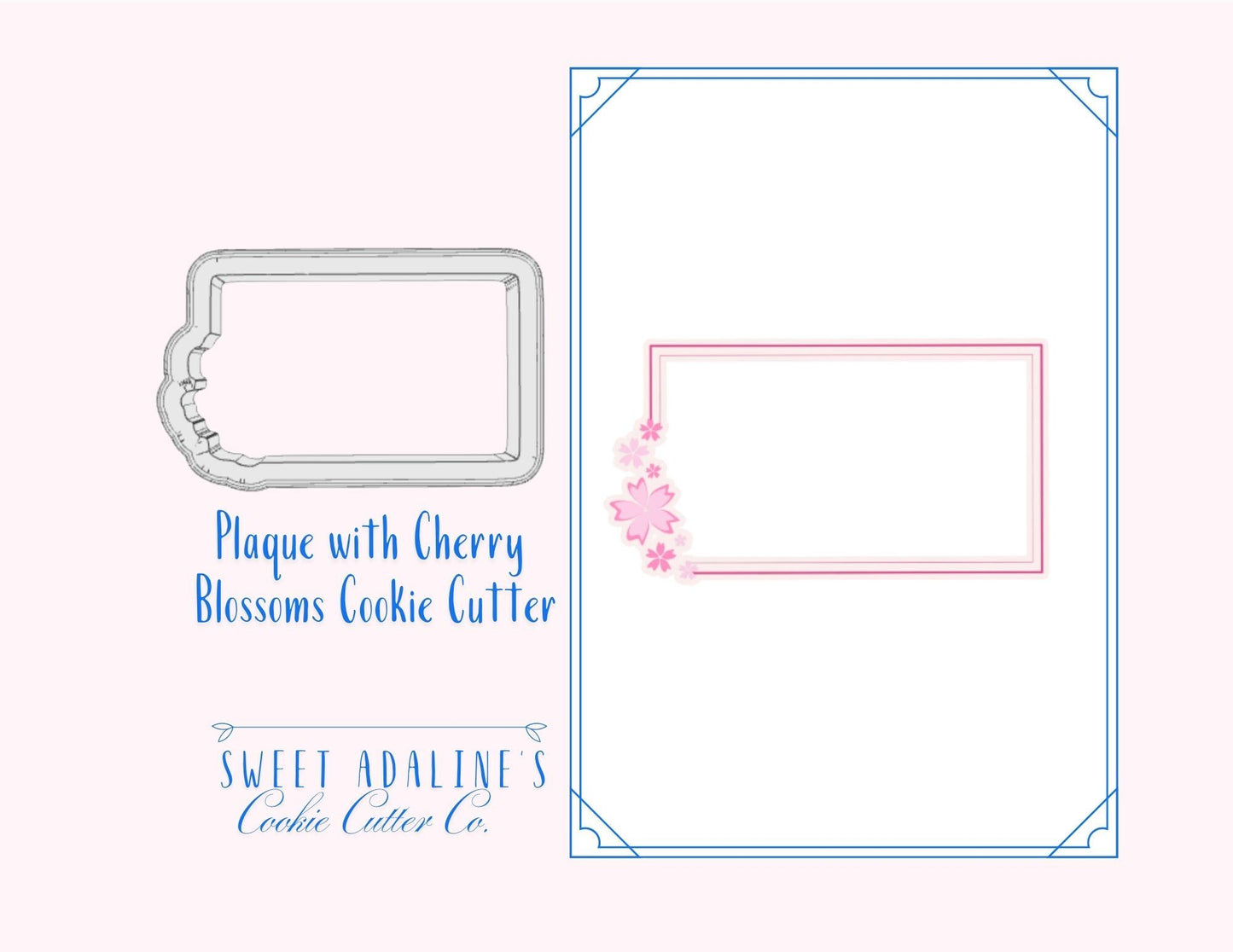 Plaque with Cherry Blossoms Cookie Cutter – Floral Design – Perfect for Spring, Mother’s Day & Garden Parties