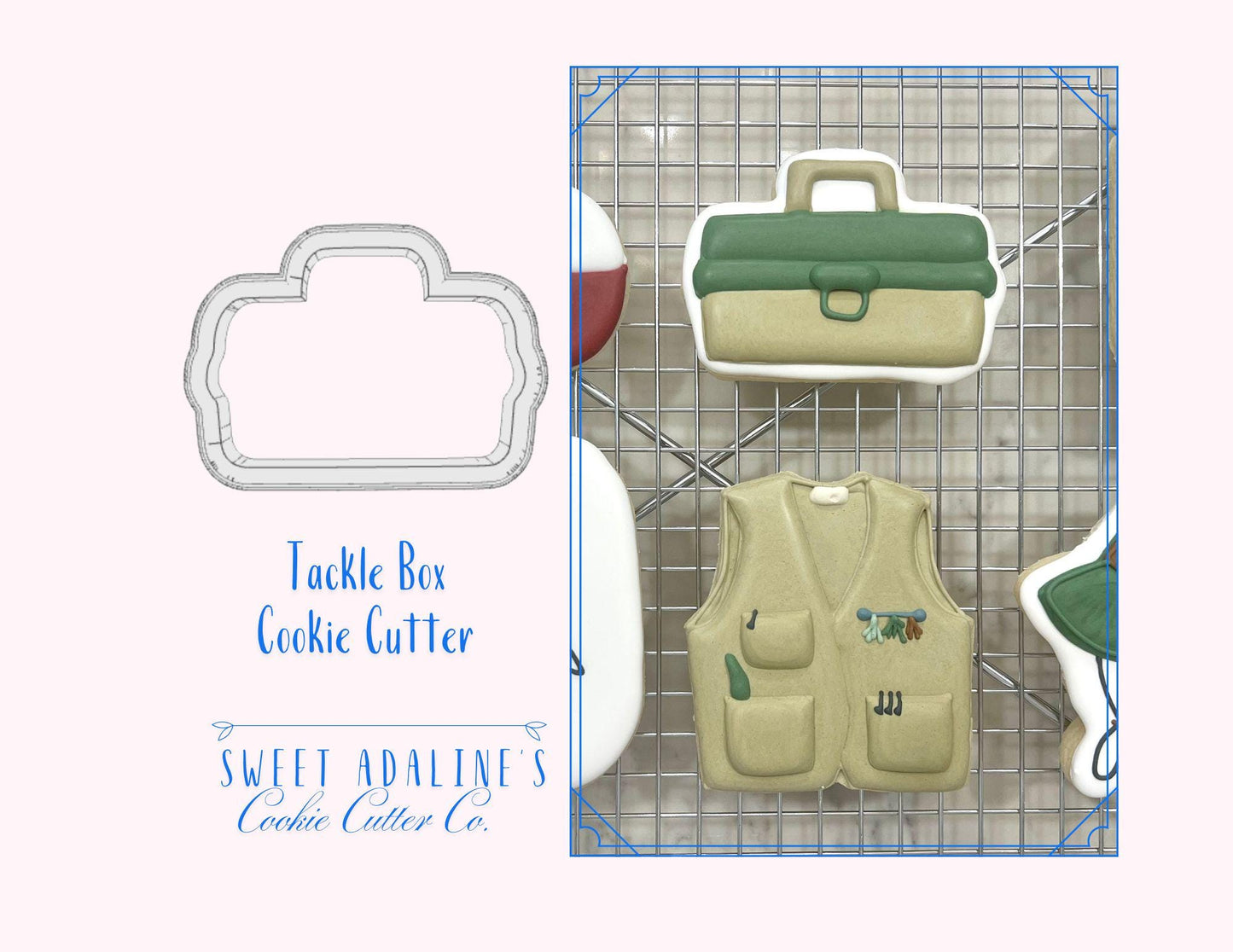 Tackle Box Cookie Cutter – Perfect for Father’s Day, Fishing Trips, & Lake Days – Custom Color - 3D Printed - - Sturdy for Thick Dough
