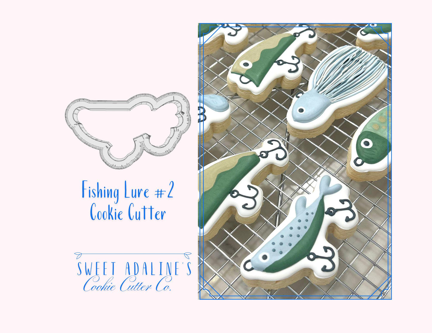 Fishing Lure #2 Cookie Cutter β Perfect for Father's Day, Fishing Trips & Lake Days β Custom Color - 3D Printed - Sturdy for Thick Dough