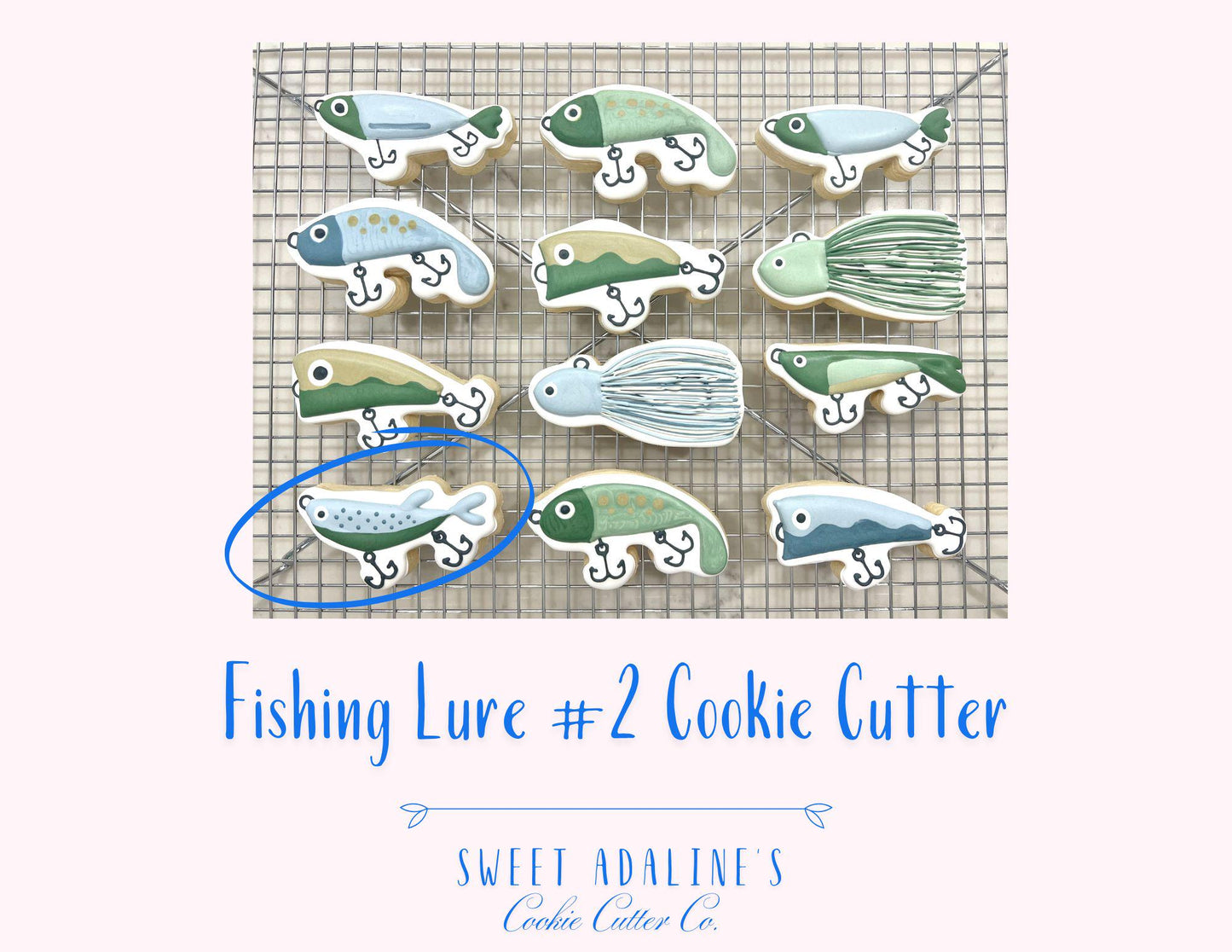 Fishing Lure #2 Cookie Cutter β Perfect for Father's Day, Fishing Trips & Lake Days β Custom Color - 3D Printed - Sturdy for Thick Dough