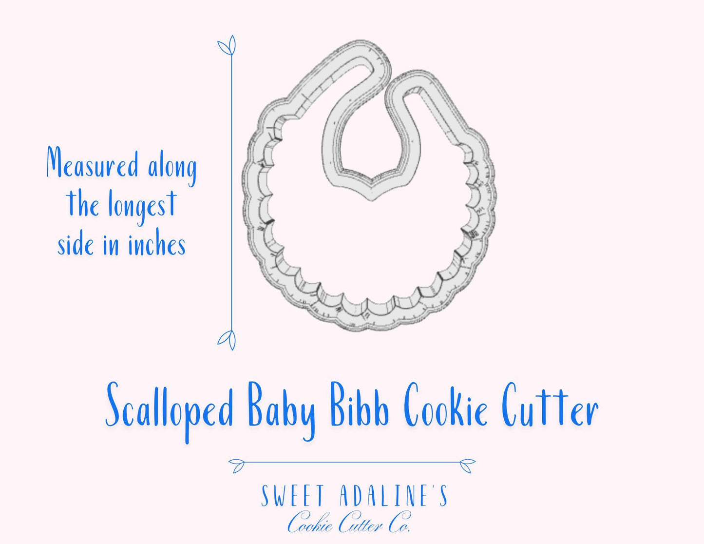 Scalloped Baby Bib Cookie Cutter β Adorable Design for Baby Showers, Kids Birthday Parties, Gender Reveals - Custom 3D Printed β3 Sizes