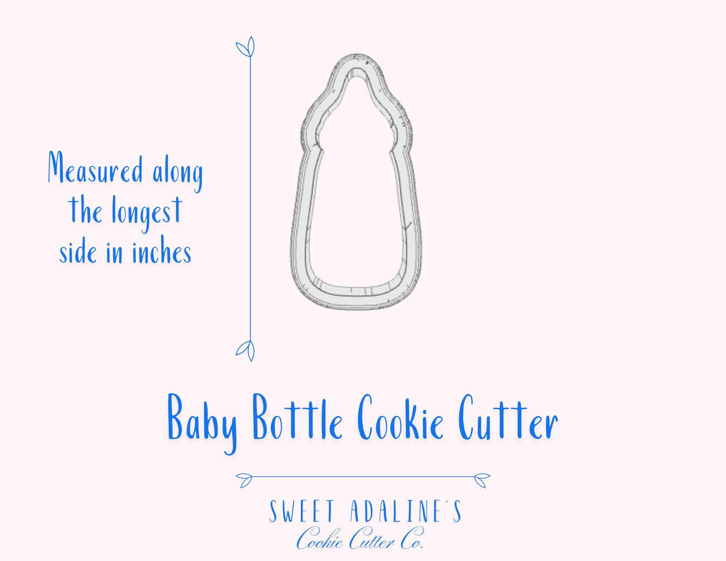 Baby Bottle Cookie Cutter β Adorable Design for Baby Showers, Kids Birthday Parties, Gender Reveals - Custom 3D Printed β 3 Sizes