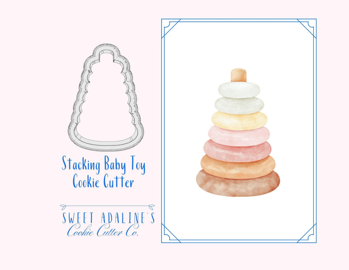 Stacking Rings Baby Toy Cookie Cutter –Stacked Baby Toy Design for Baby-themed Parties –3 Sizes –Choose Color –3D Printed –Food Safe