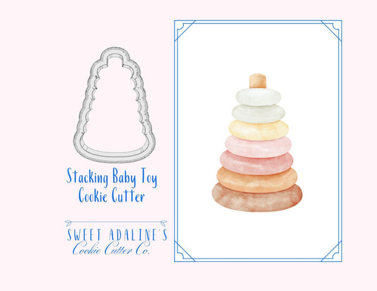 Stacking Rings Baby Toy Cookie Cutter –Stacked Baby Toy Design for Baby-themed Parties –3 Sizes –Choose Color  –3D Printed –Food Safe