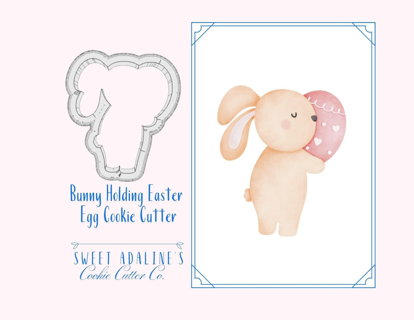 Bunny Holding Easter Egg Cookie Cutter –Adorable Spring Design for Festive Treats –3 Sizes -Food safe, durable