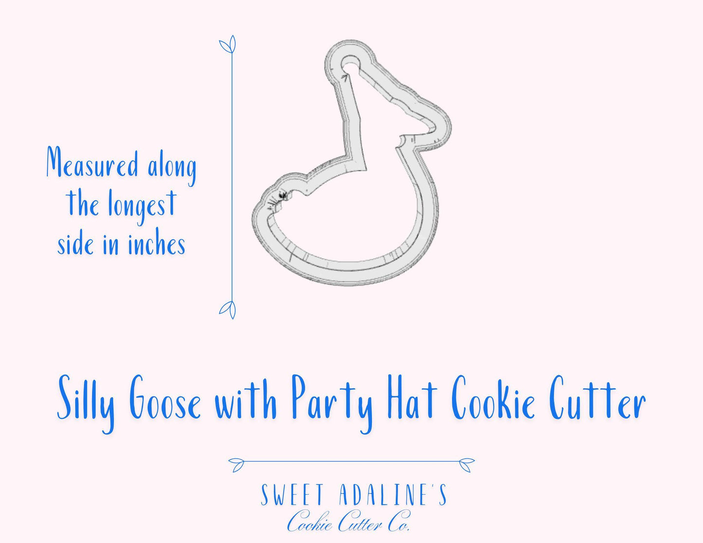 Silly Goose with Party Hat Cookie Cutter –Animals Wearing Party Hats -Perfect for Silly Goose Theme Celebrations –3 Sizes –Custom Color