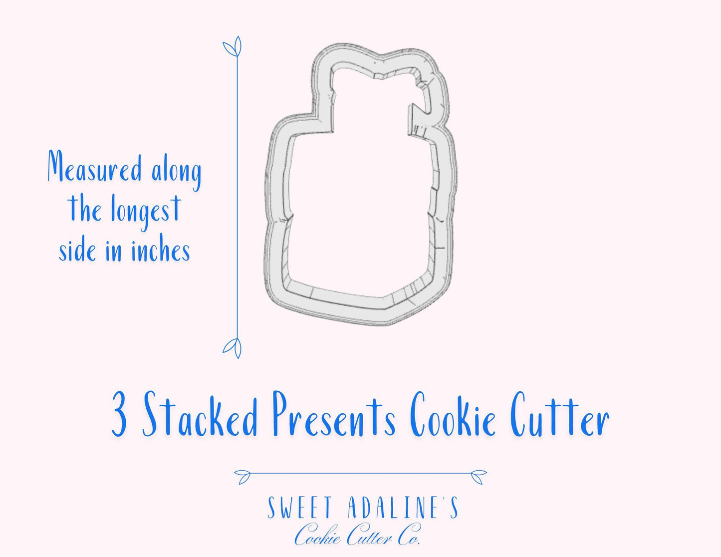 3 Stacked Presents Cookie Cutter – Perfect for Birthdays, Holidays, & Special Occasions - Gift Box Design with large bow cookie cutter