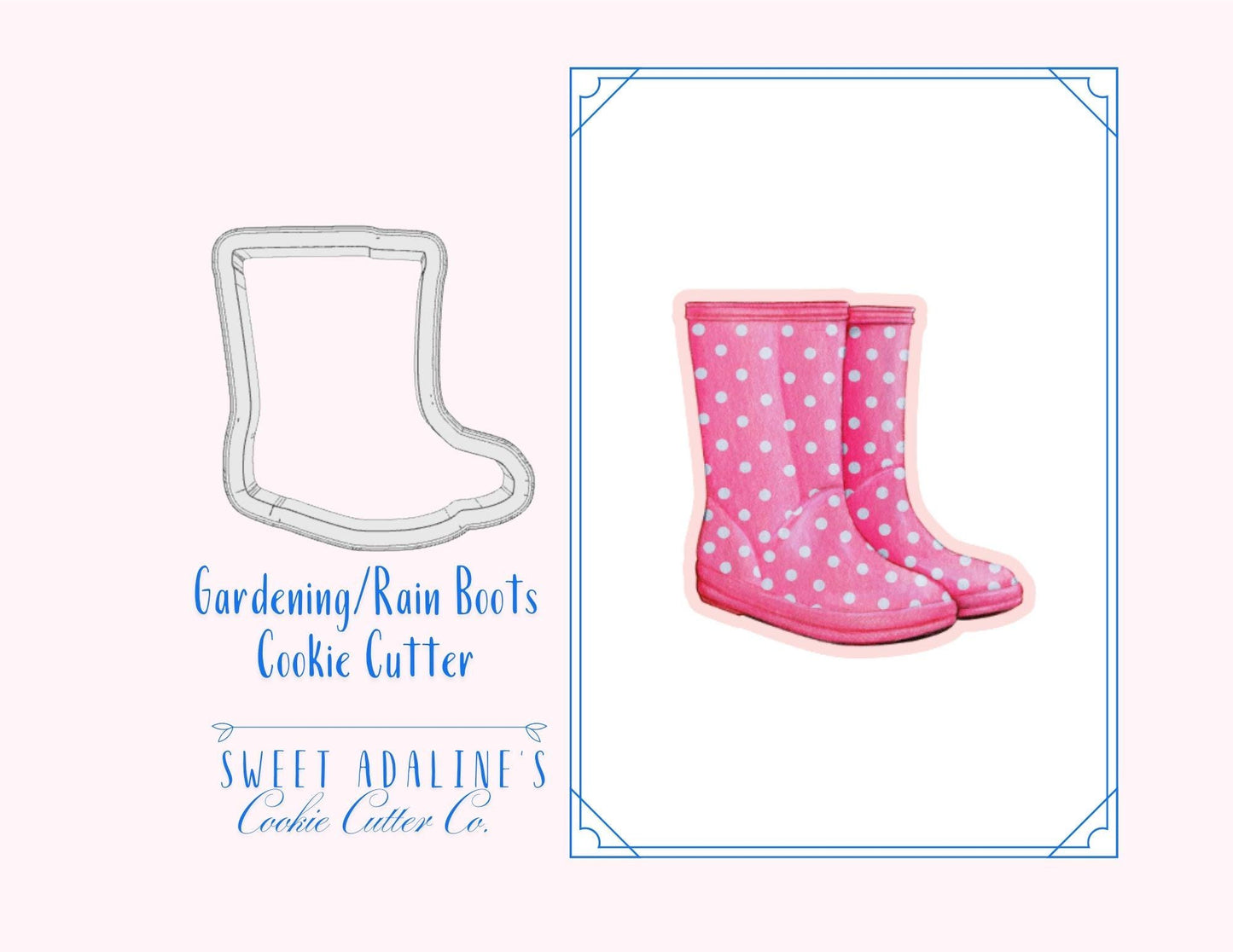 Rain Boots Cookie Cutter - Spring Gardening Boots Design for Garden-Themed Parties – Customizable Size Options –Gift for Gardeners