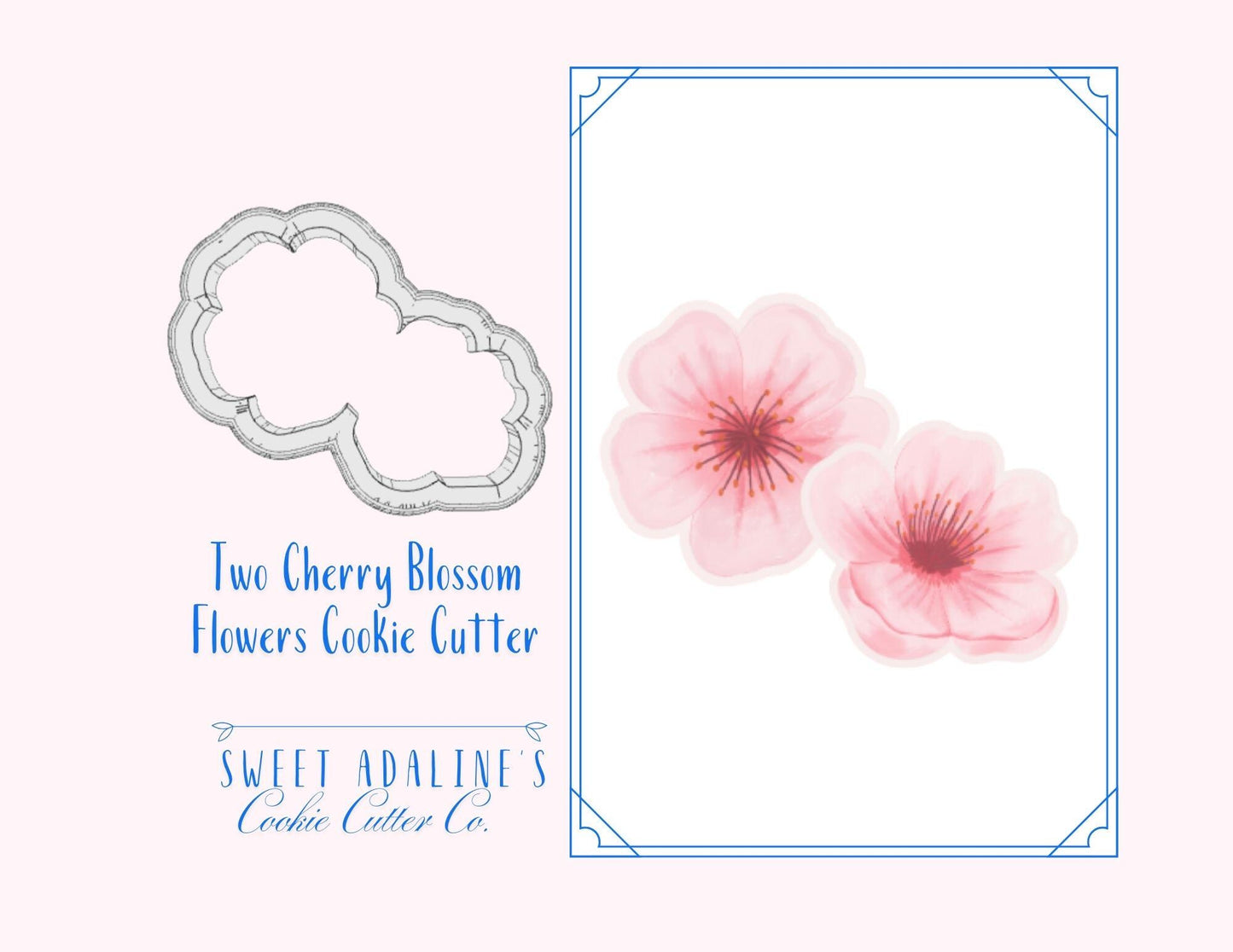 Two Cherry Blossom Flowers Cookie Cutter – Spring Floral Design – Perfect for Easter, Mother’s Day & Garden Parties
