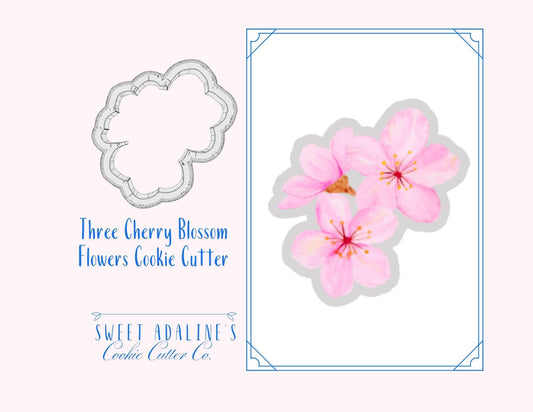 Three Cherry Blossom Flowers Cookie Cutter – Spring Floral Design – Perfect for Easter, Mother’s Day & Garden Parties