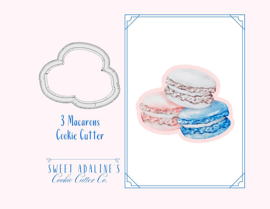 3 Macarons Cookie Cutter: Parisian Pastry Design