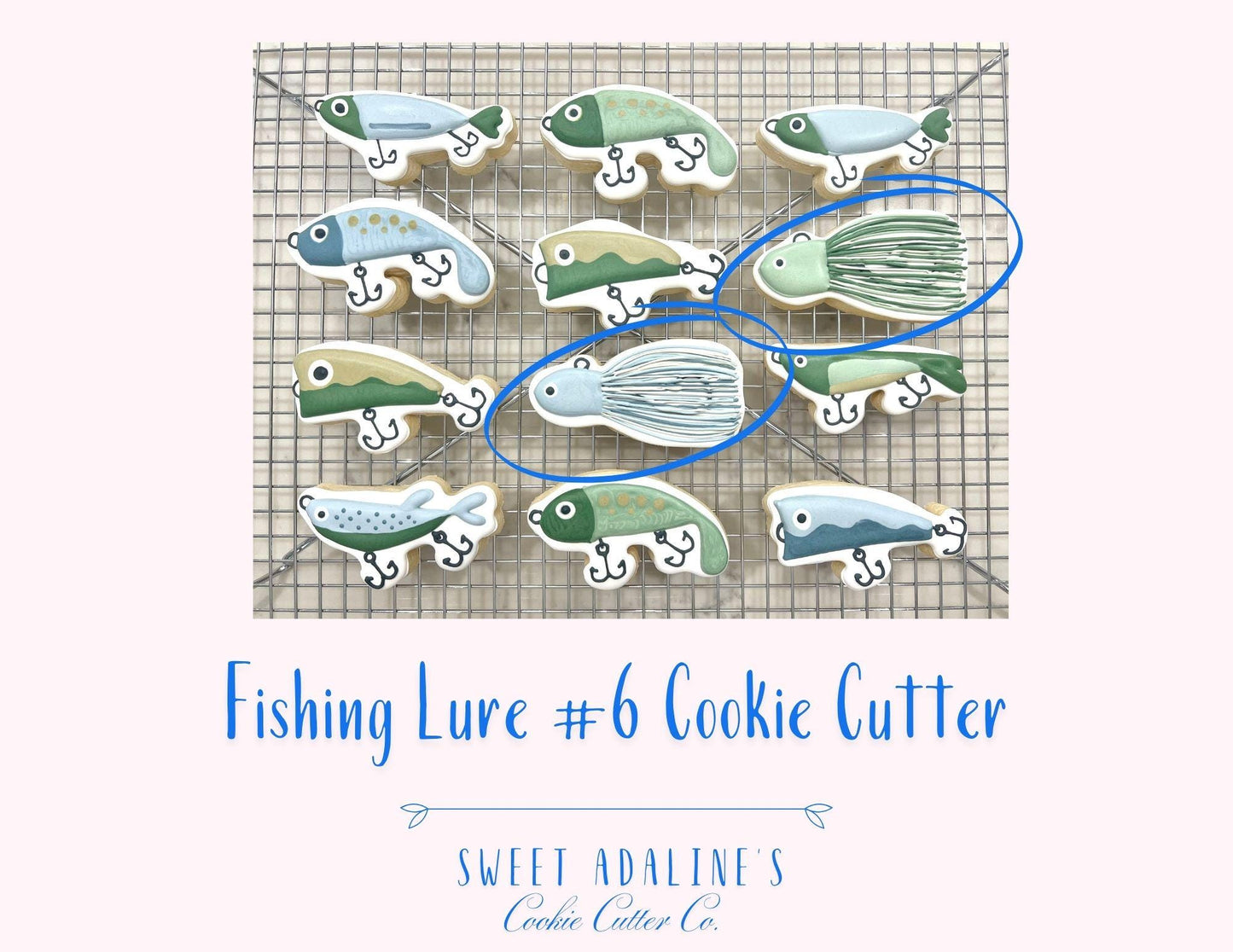 Fishing Lure #6 Cookie Cutter –Perfect for Father's Day, Fishing Trips & Lake Days –Custom Color -3D Printed - Sturdy Cutter for Thick Dough