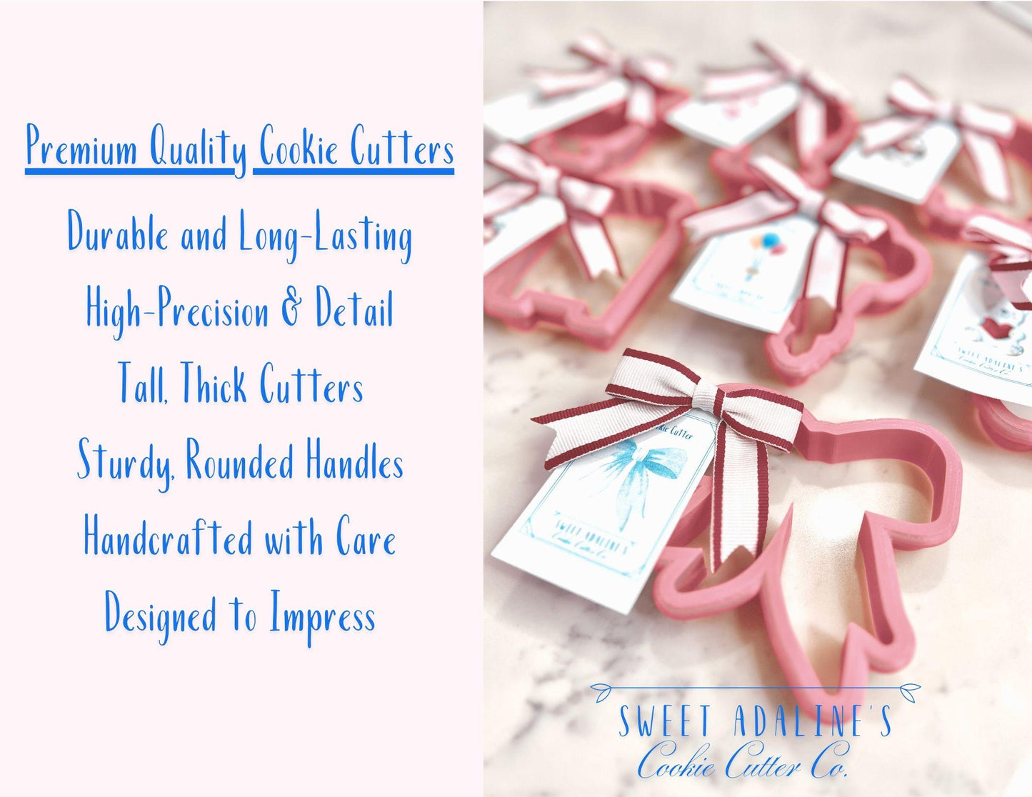 Easter Bunny Ears with Bow Cookie Cutter – Playful Spring Design for Easter Gifts - Rabbit with Ribbon– 3 Sizes – Durable and Thick