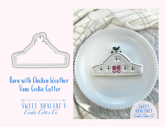 Barn with Chicken Weather Vane Cookie Cutter - Perfect for Farm-Themed, Easter, and Spring Baking –  Rustic Farm - Sturdy, Thick Cutter