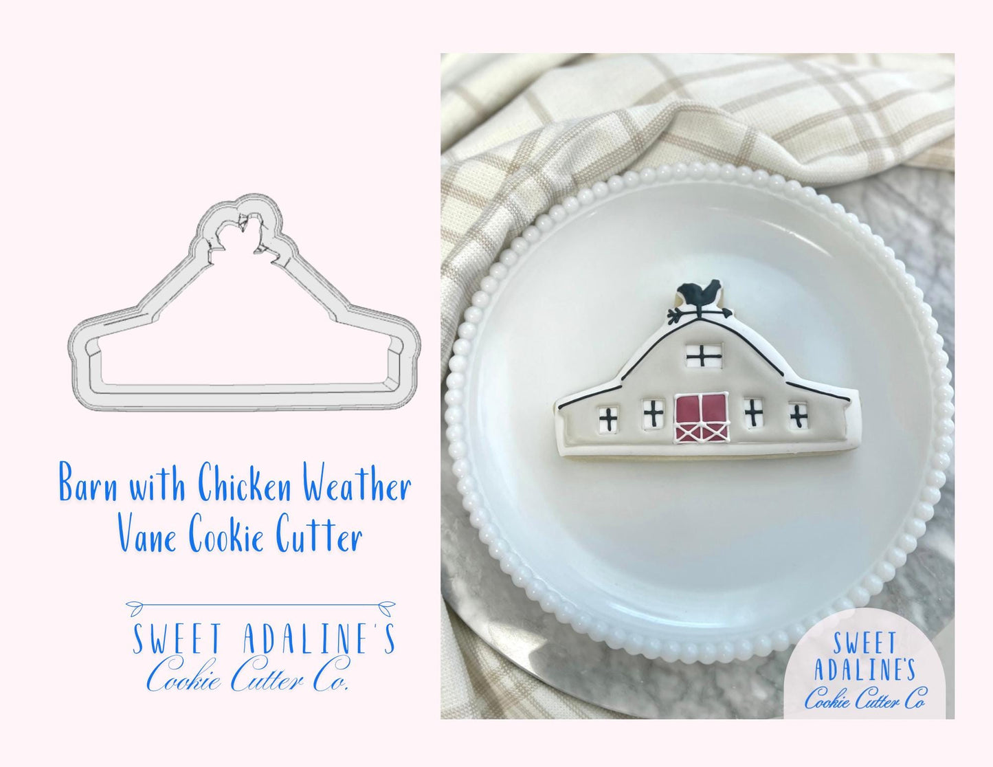 Barn with Chicken Weather Vane Cookie Cutter - Perfect for Farm-Themed, Easter, and Spring Baking β  Rustic Farm