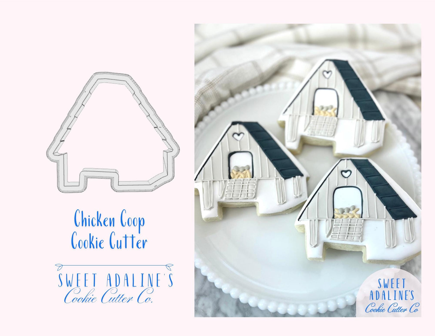 Chicken Coop Cookie Cutter -Perfect for Farm-Themed, Easter, & Spring Baking –Rustic Farm, Gift for Chicken Lovers - Sturdy for Thick Dough