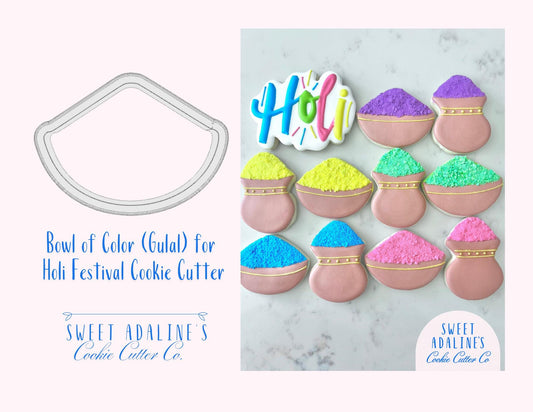 Bowl of Color (Gulal) for Holi Festival Cookie Cutter – Celebrate the Festival of Colors with Fun Baking - Indian Festival Inspired - Sturdy