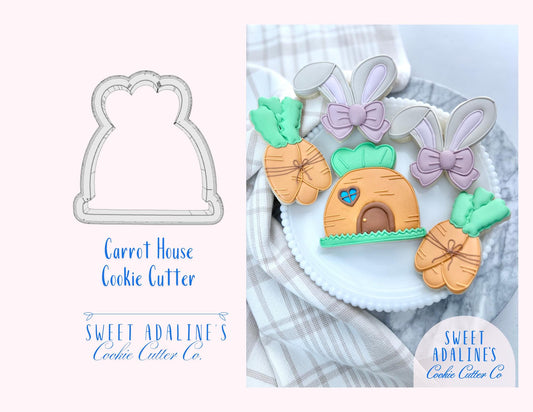 Carrot House Cookie Cutter –Adorable Easter Bunny House Design for Easter Gifts – Choose Your Size - Choose Your Color - Durable & food safe