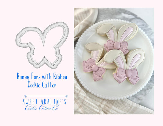 Easter Bunny Ears with Bow Cookie Cutter – Playful Spring Design for Easter Gifts - Rabbit with Ribbon– 3 Sizes – Durable and Thick